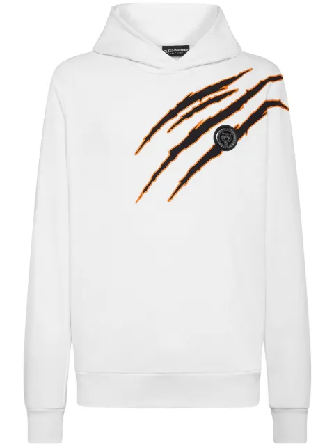 Plein Sport logo-print cotton blend hoodie White SADCMJB3246SJO001N