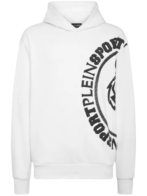 Plein Sport logo-print cotton-blend hoodie White SADCMJB3244SJO001N