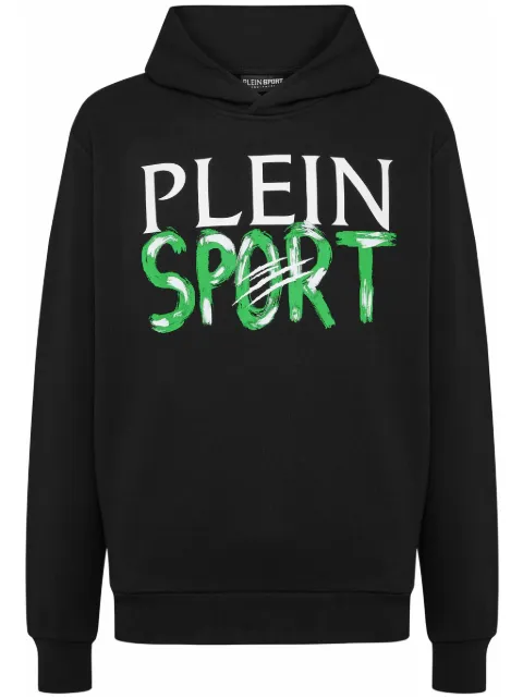 Plein Sport logo-print cotton-blend hoodie Black SADCMJB3240SJO001N