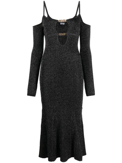 Versace Jeans Couture logo cut-out midi dress Black 75HAOM47CM27H