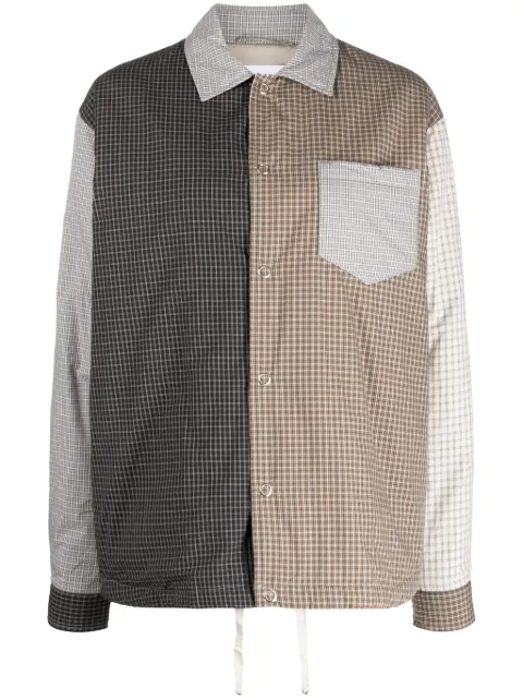 Tanaka plaid-check colour-block cotton shirt Brown ST140