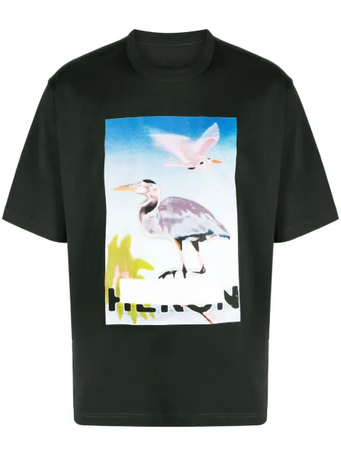 Heron Preston graphic-print cotton T-shirt Green HMAA032F23JER0031037