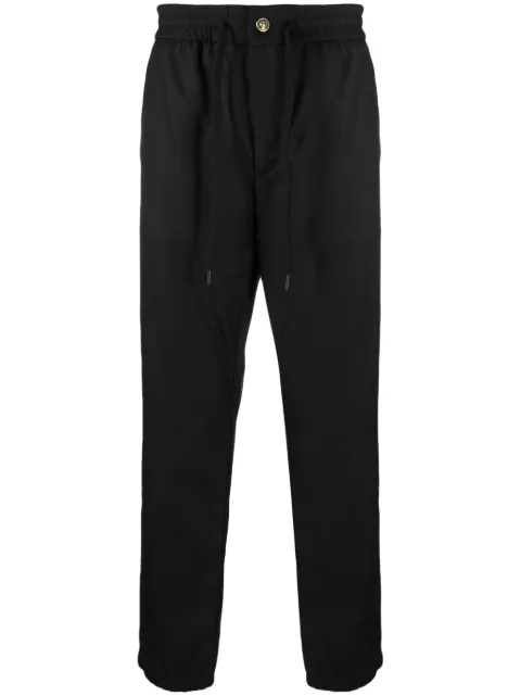 Versace Jeans Couture logo-patch drawstring straight-leg trousers Black 75GAA100N0220