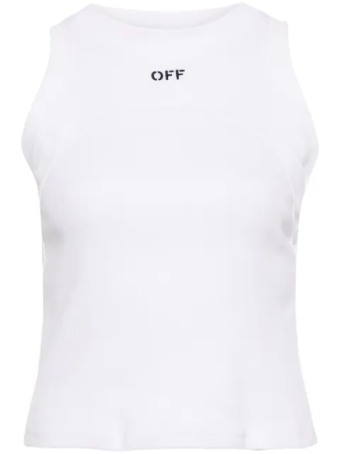 Off-White embroidered-logo ribbed tank top White OWAD236C99JER0010110