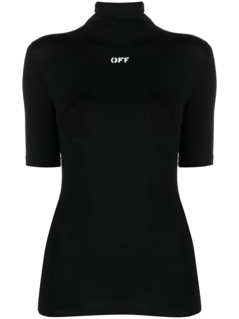 Off-White logo-print high-neck T-shirt Black OWAD137C99JER0021001