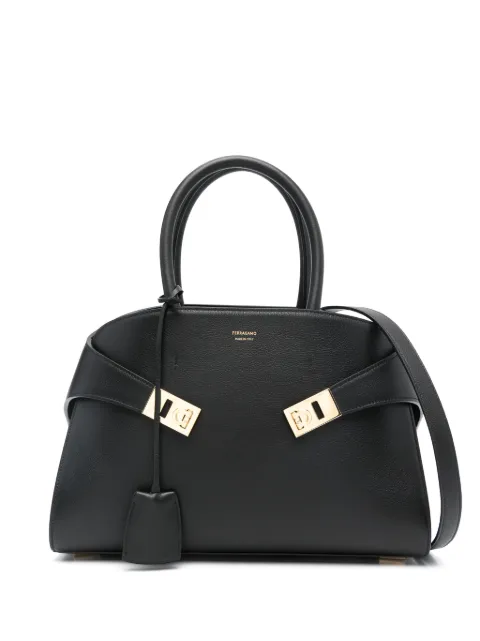 Ferragamo medium Hug Gancini-buckle tote bag Black 766758