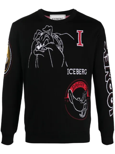 Iceberg cartoon-print crew-neck jumper Black A0237019