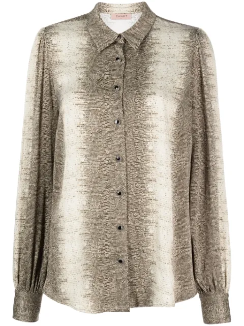 TWINSET lizard skin effect butotn-up shirt Neutrals 232TT2315