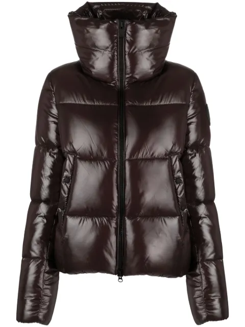 Save The Duck logo-patch padded puffer jacket Brown D39370WLUCK17