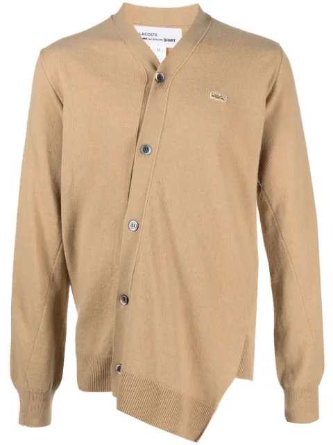 Comme Des Garçons Shirt X Lacoste asymmetric wool cardigan Brown FLN005