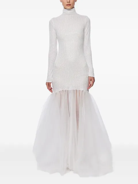 Atu Body Couture high-neck sequin mermaid gown White AT23185