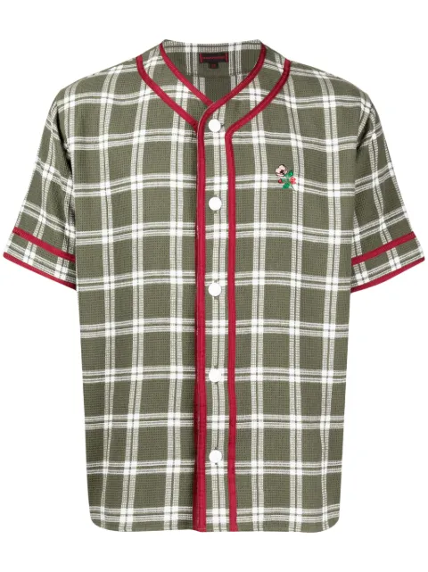 CLOT check-pattern striped-edge shirt Green CLSH215005