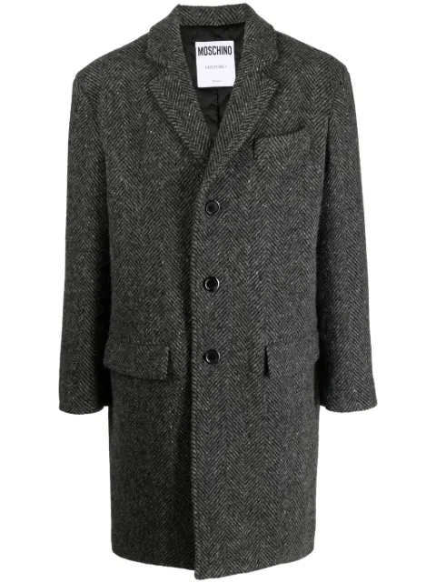 Moschino slogan-print wool peacoat Black A06107012