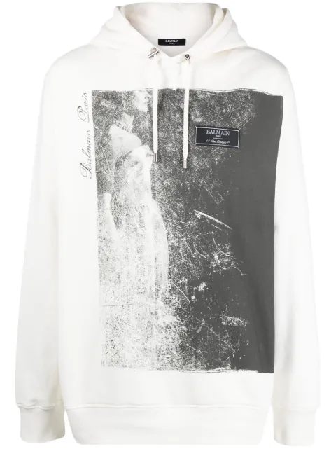 Balmain Jolie Madame cotton hoodie White BH0JT046GD19