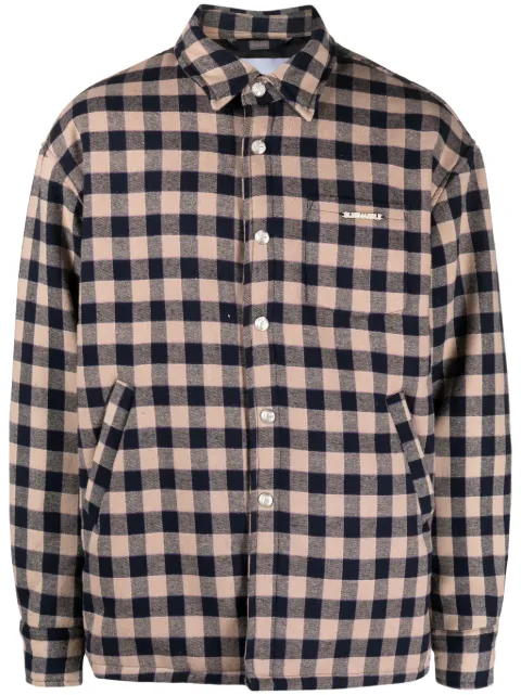 BLUEMARBLE checkerboard-print logo-plaque shirt jacket Blue SH18FA01B23