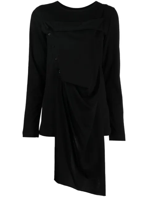 Yohji Yamamoto asymmetric-design cotton top Black FJT13077
