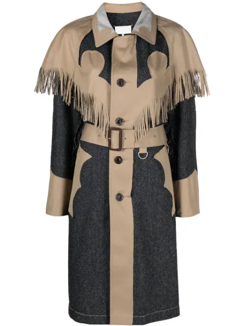 Maison Margiela fringed panelled single-breasted coat Neutrals S67AH0041STZ089