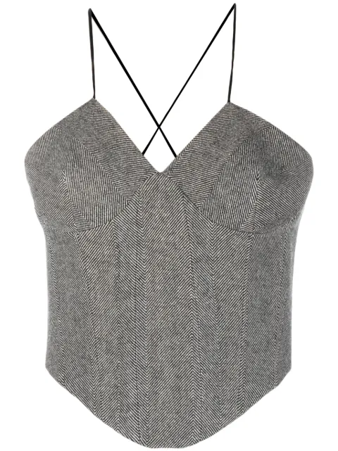 Ermanno Scervino herringbone wool top Black D432L305LEQ