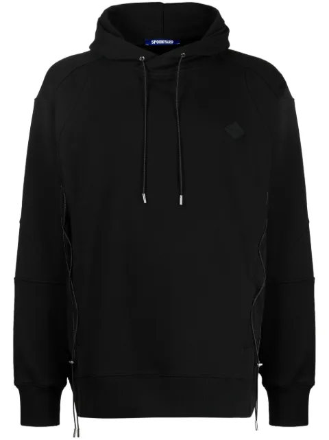 Spoonyard logo-appliqué panelled hoodie Black ST047MBLACK