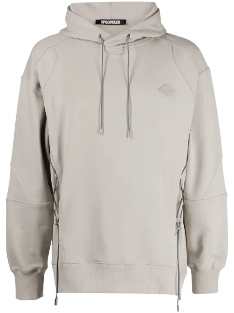 Spoonyard lace-up cotton hoodie Neutrals ST047MSTONES