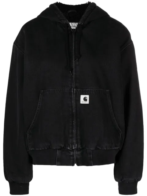 Carhartt WIP logo-patch cotton jacket Black I032240