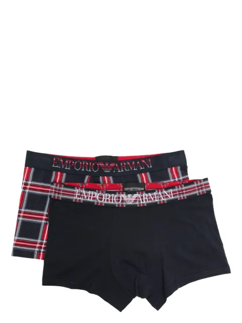 Emporio Armani logo-waistband plaid boxer briefs (pack of two) Blue 1112103F594