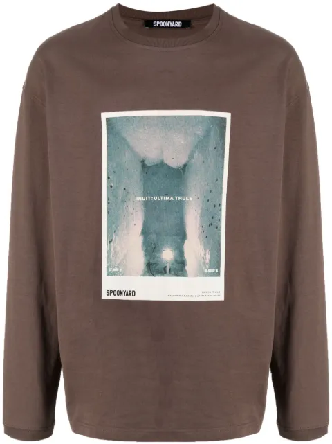Spoonyard illustration-print cotton T-shirt Brown KT093UBROWN