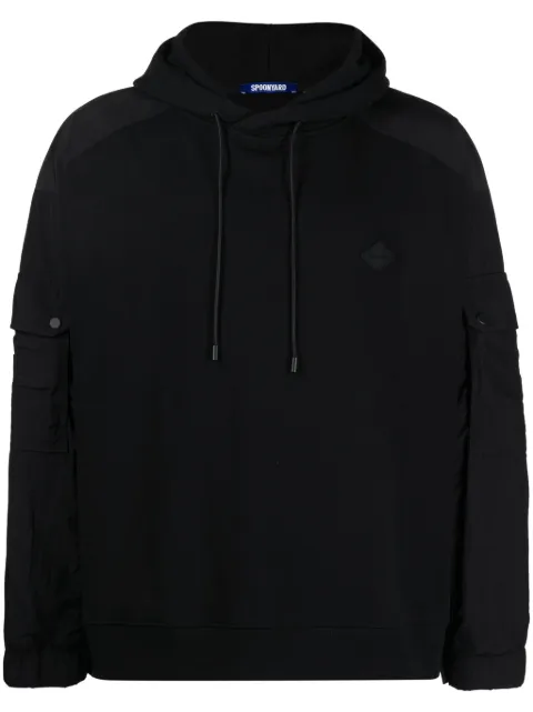 Spoonyard logo-patch panelled hoodie Black ST054MBLACK