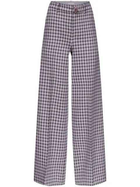 AREA checked wide-leg trousers Purple 2304P12234
