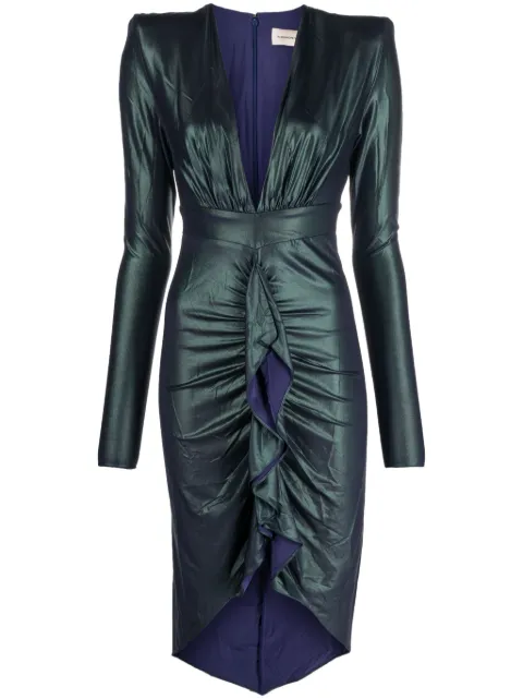 Alexandre Vauthier draped asymmetric jersey midi dress Green 233DR1953