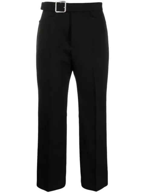 Jil Sander buckled pleated flared wool trousers Black J02KA0157J40021