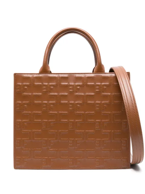 Elisabetta Franchi bold monogram medium shopper bag Brown BSC0325EC