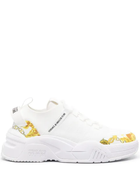 Versace Jeans Couture baroque-print leather sneakers White 75VA3SF5ZS856