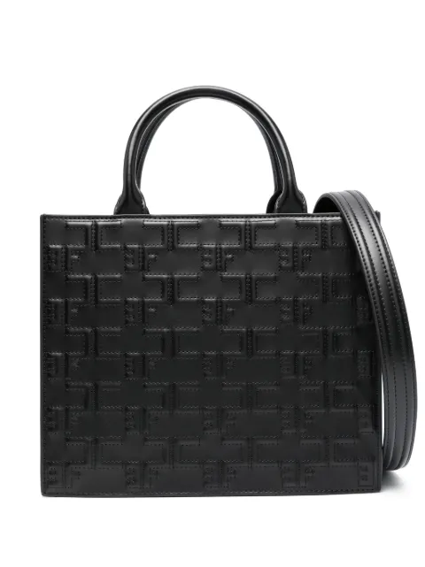 Elisabetta Franchi bold monogram medium shopper bag Black BSC0325EC