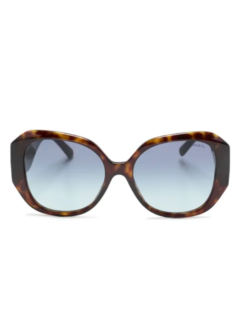Tiffany & Co Eyewear logo-plaque oversized-frame sunglasses Brown TF4207B