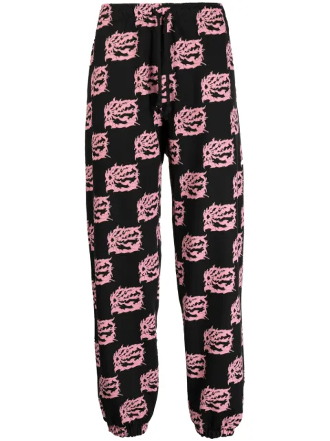RASSVET graphic-print cotton track pants Black PACC13P008
