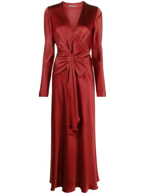 Alberta Ferretti bow-detail draped gown Red AEF232M04485119