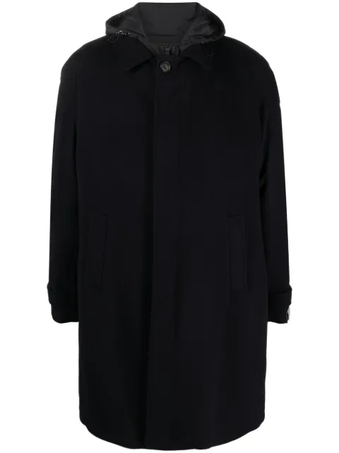 Corneliani hooded single-breasted coat Blue 9215963812287