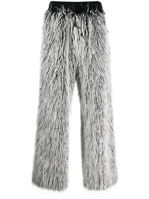 Dolce & Gabbana faux-fur tailored-cut trousers Black GZ60ATHUMS6