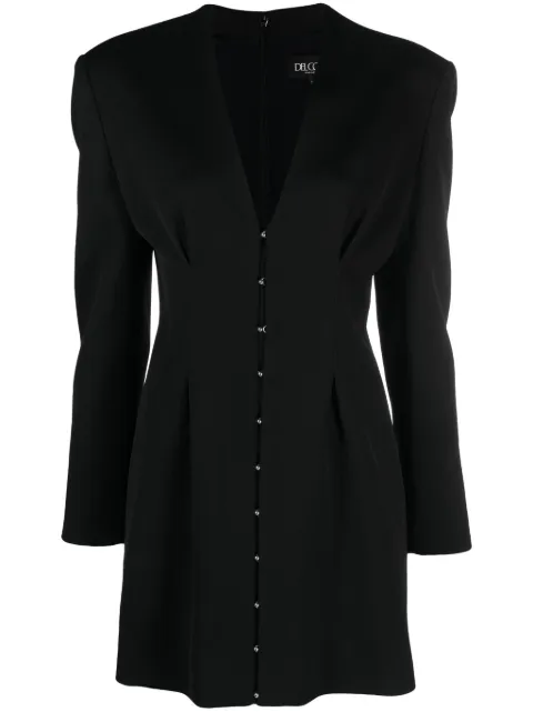 Del Core plunging V-neck fitted minidress Black D003682T0671