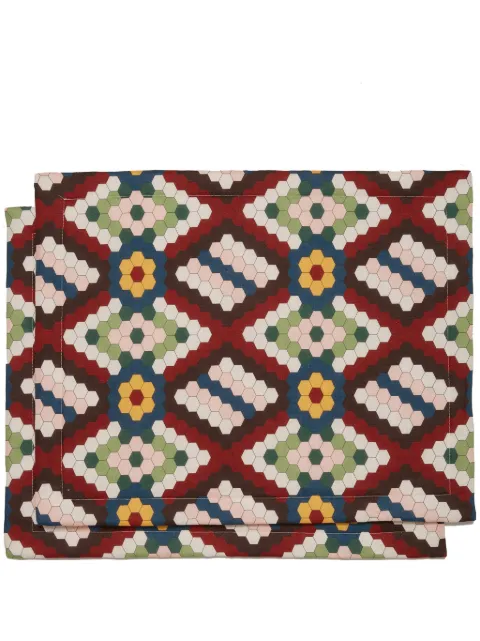 La DoubleJ geometric-pattern placemat (set of two) Multicolour TBM0001LIN001HNT0001