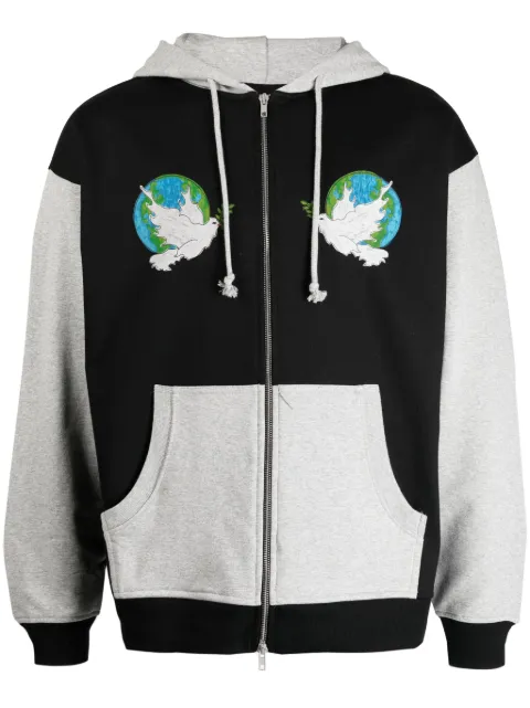 RASSVET appliqué-details colour-block cotton jacket Black PACC13T029