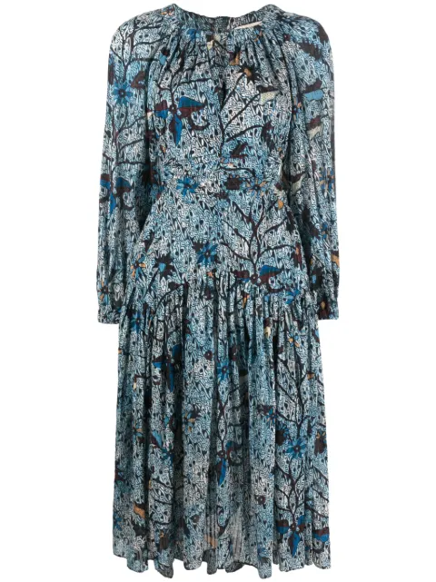 Ulla Johnson Helia batik cut-out midi dress Blue PF230158