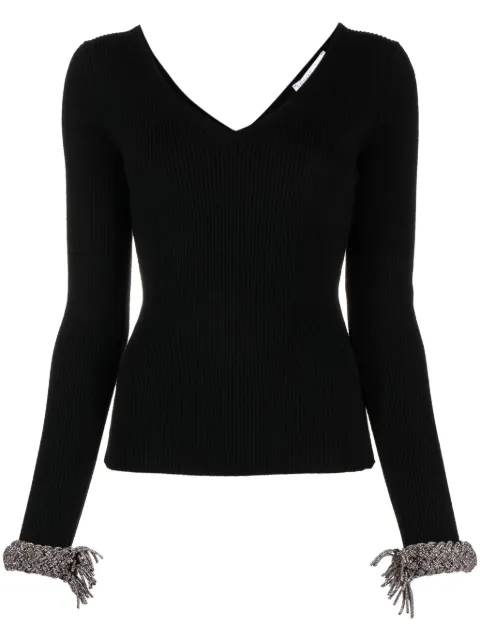 Giuseppe Di Morabito braided-cuffs ribbed-knit top Black FW23274KN276