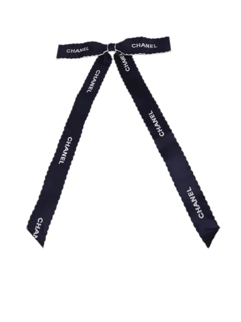 CHANEL Pre-Owned 1994 logo-embroidered bow brooch Blue 99815