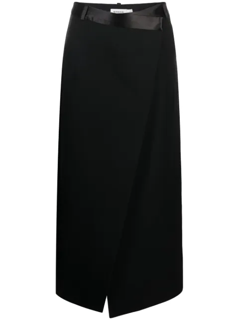 SIMKHAI satin-belt wrap midi skirt Black 5233023I