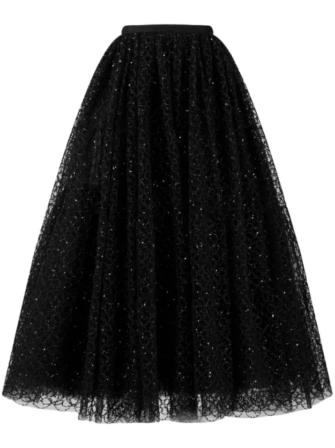 Giambattista Valli crystal-embellished embroidered-tulle skirt Black 23FWSVTE2049C4MIC