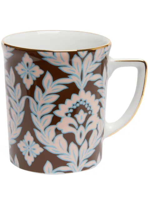 La DoubleJ leaf-print porcelain mug Brown DIS0018CER001GRL0001
