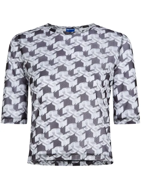 Karl Lagerfeld Jeans monogram-print sheer T-shirt Neutrals 241J1709255
