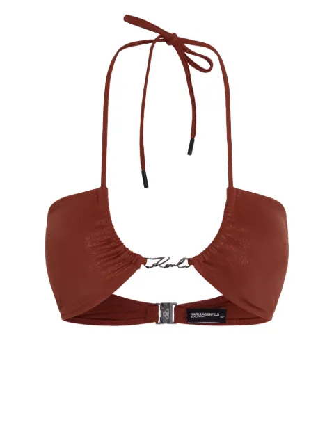 Karl Lagerfeld Signature halterneck bikini top Red 241W2209432